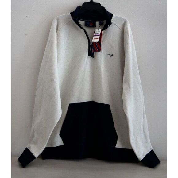 Perry Ellis America Men's Sz 2XL Antique White Heather 1/4 Zip Sweatshirt $90 - Picture 1 of 7